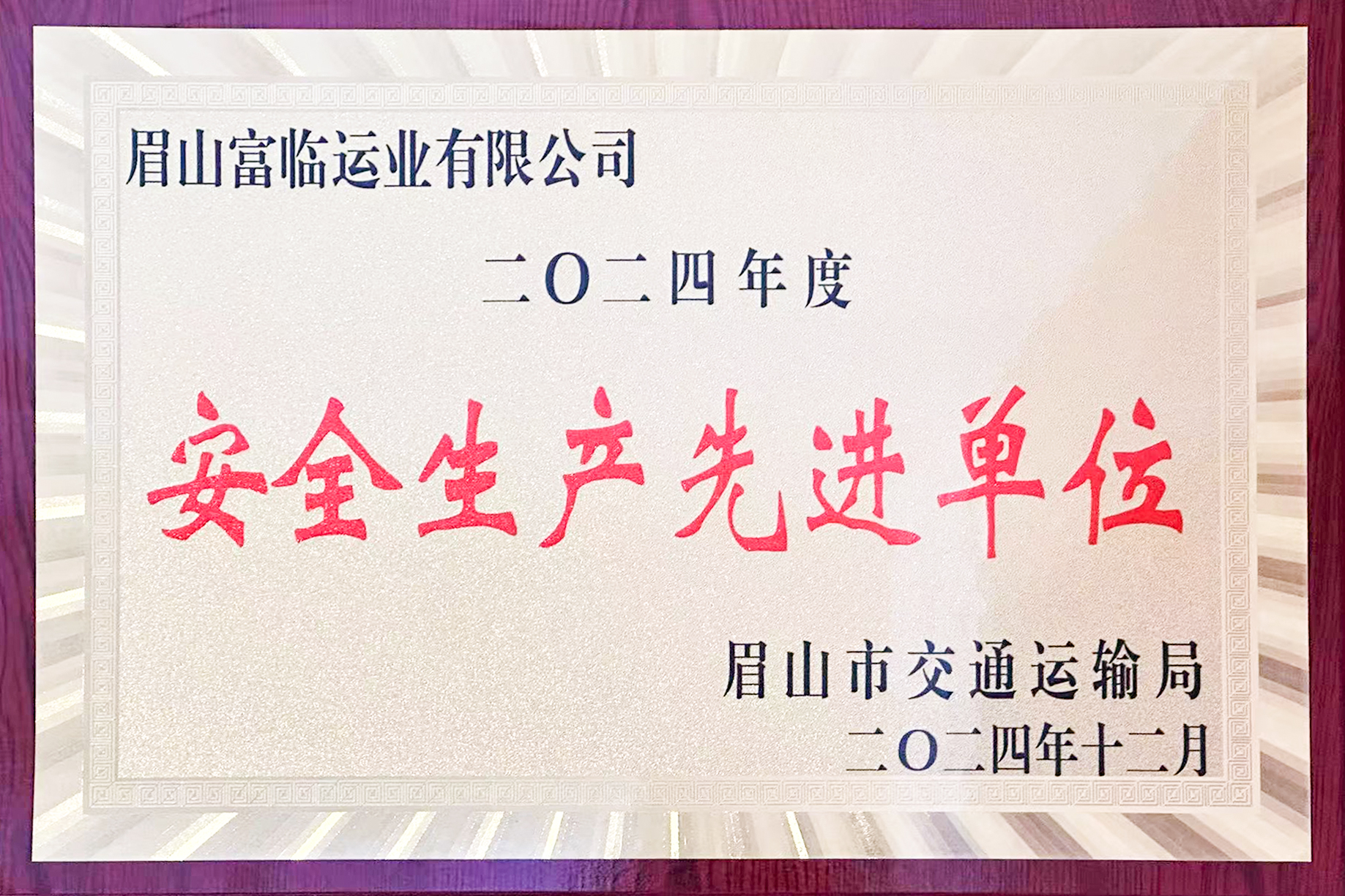 喜讯！抖圈.为dU而生眉山运业获评眉山视装安全出产先进单元”